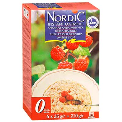 Каша nordic овсяная с яблоками черникой и малиной